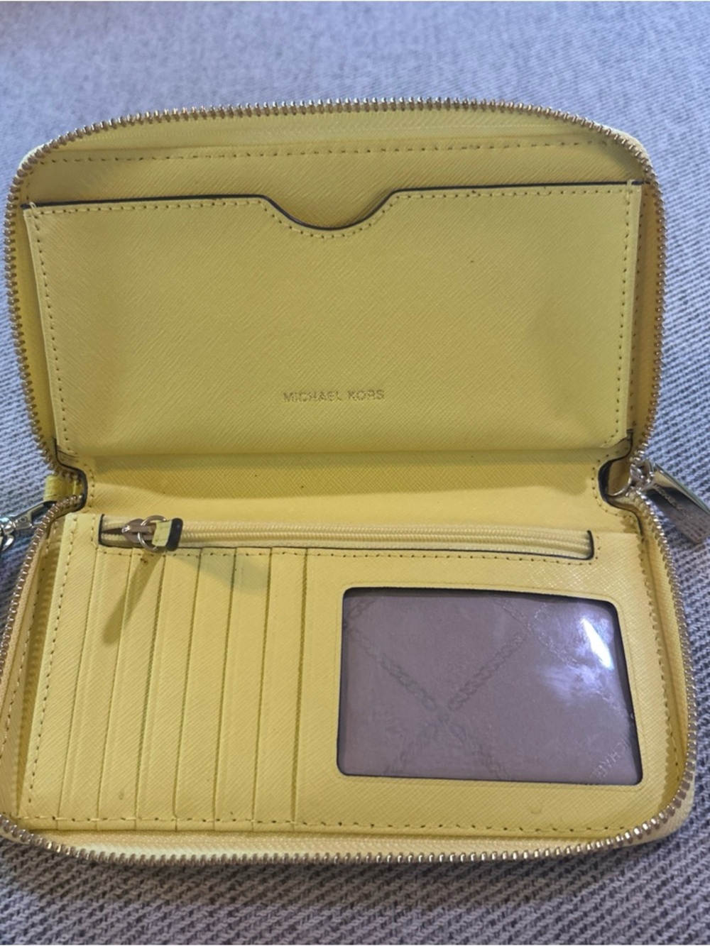 Michael Kors Bright Yellow Zip Wristlet - Picture 4 of 5